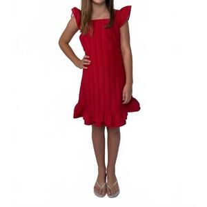 NEW LITTLE OLIN girls ruffle dress in red